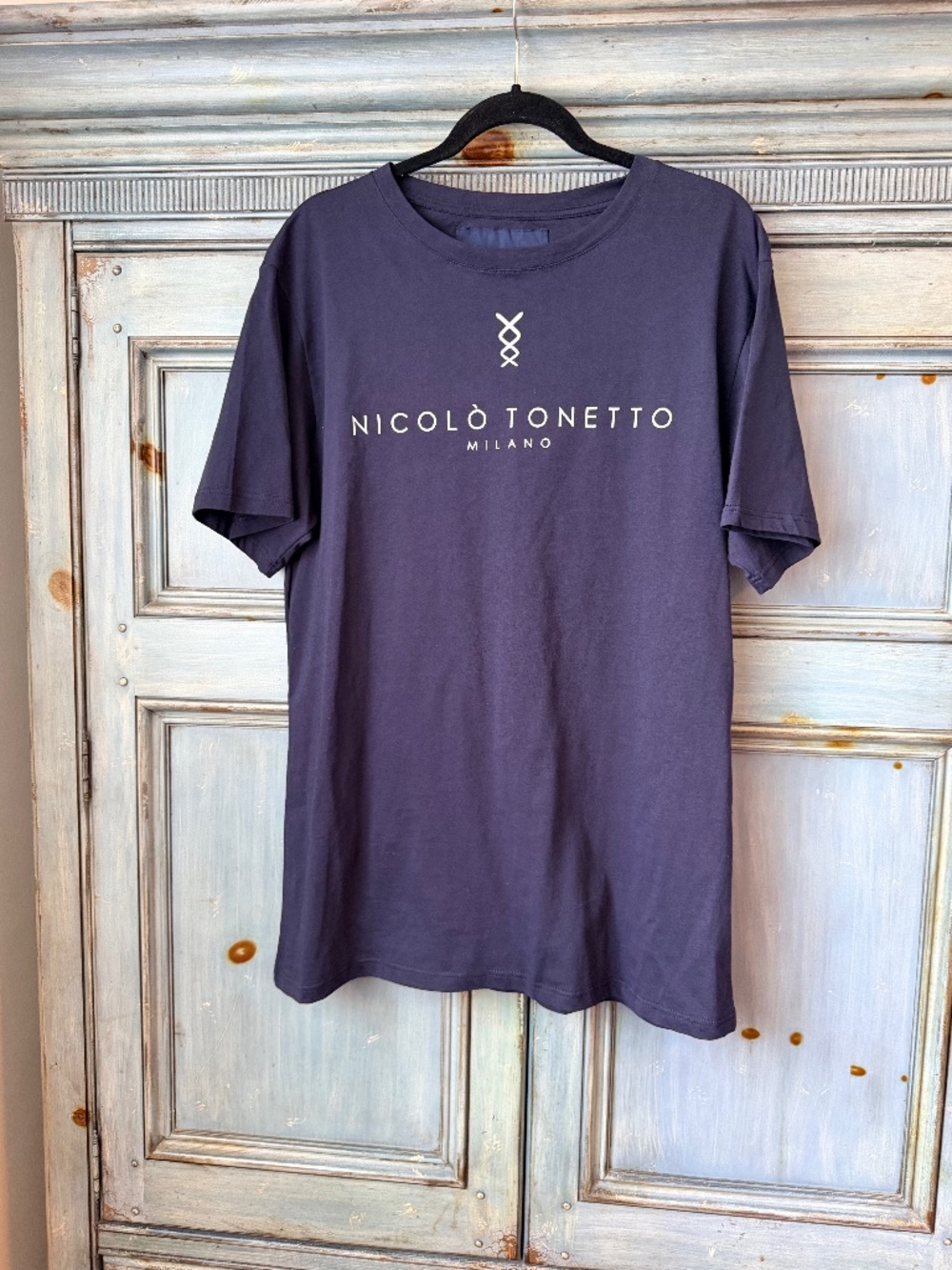 Nicolo Tonetto Navy Logo Tee Shirt Size L